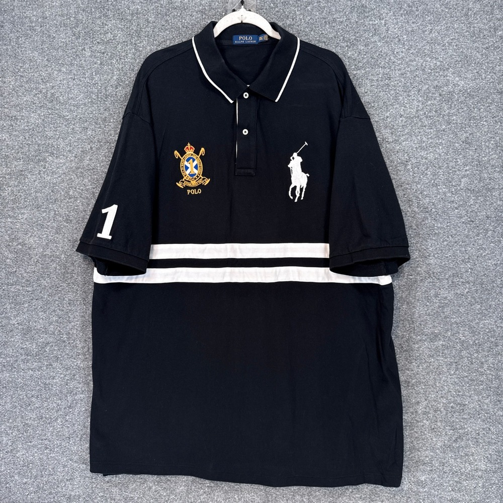 Polo Ralph Lauren Polo Shirt Mens 3XLT Black Big Pony Crest Colorblock Tall
